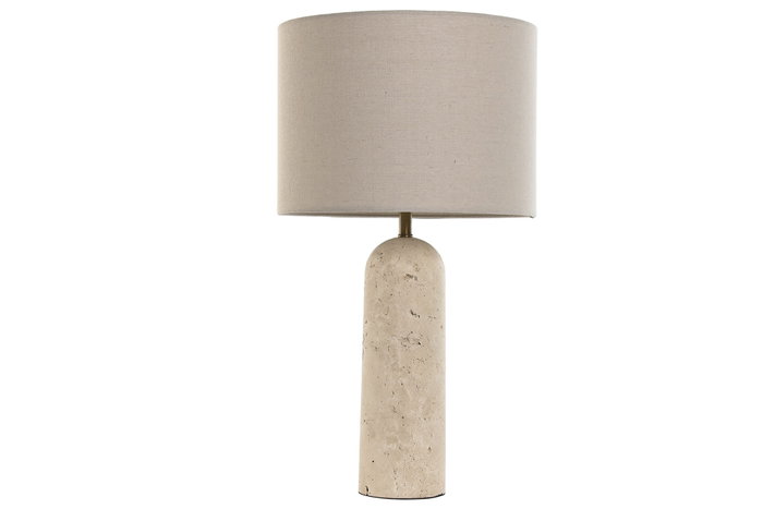 DKD Home Decor Lámpara Sobremesa Moderno Beige Mármol Lino 35 x 66 x 35 cm