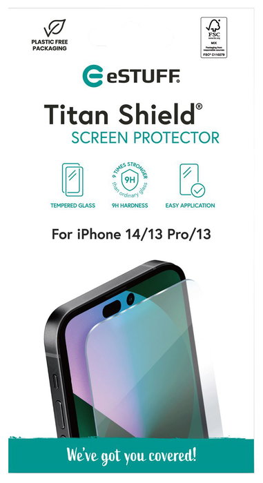 eSTUFF ES501350 Protector de pantalla de vidrio templado para Apple iPhone 14, 13 Pro, 13