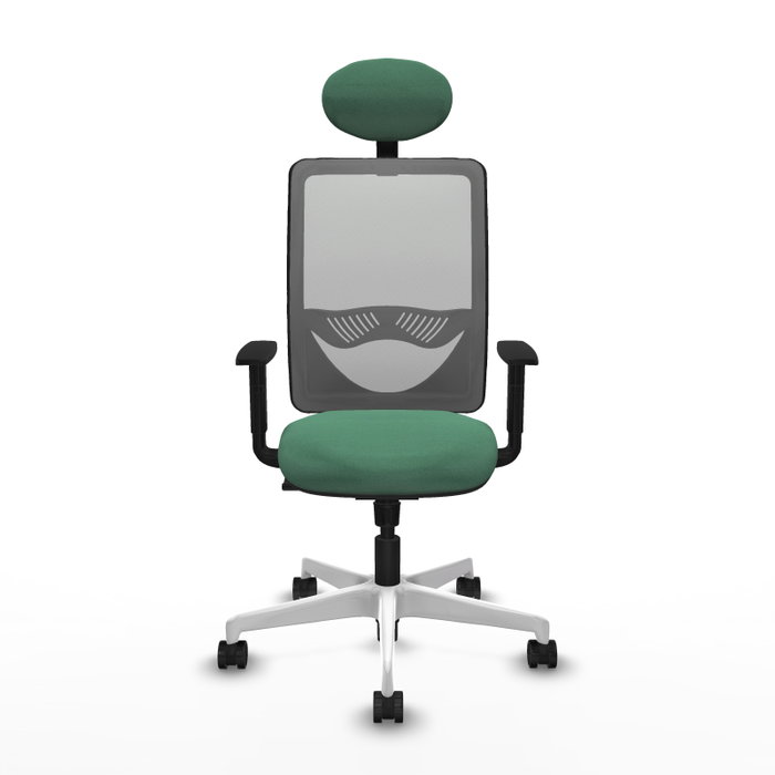 PIQUERAS Y CRESPO Silla de oficina Zulema con mecanismo Sincro, Verde esmeralda y Gris