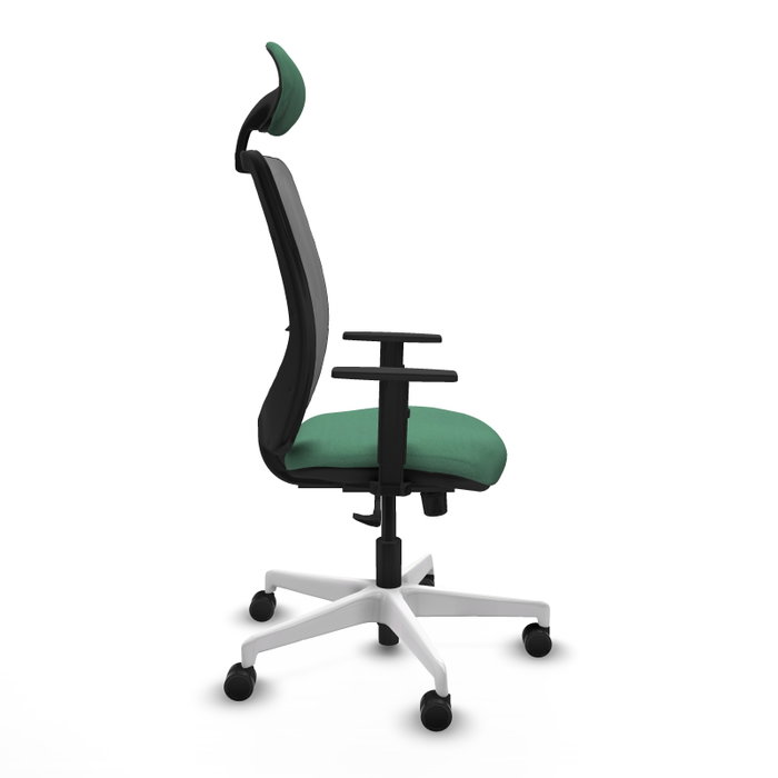 PIQUERAS Y CRESPO Silla de oficina Zulema con mecanismo Sincro, Verde esmeralda y Gris