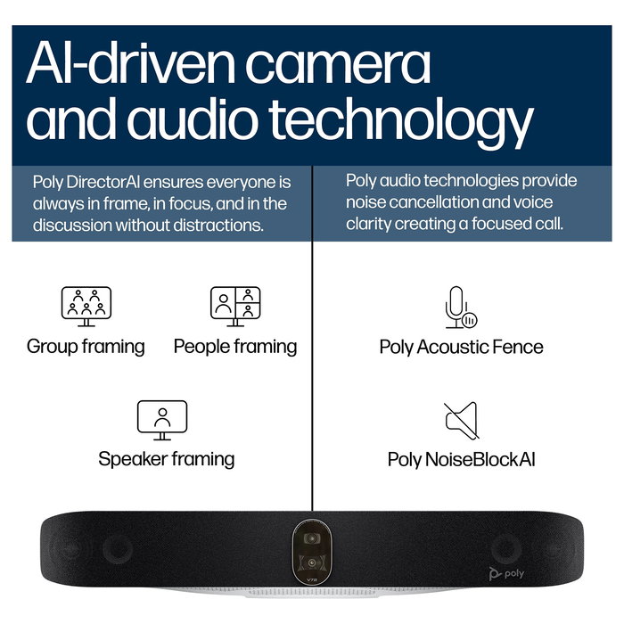 HP Barra de Video USB Poly Studio V72 4K Ultra HD, Zoom 7.3x, Color Blanco HP Barra de Video USB Poly Studio V72 4K Ultra HD, Zoom 7.3x, Color Blanco