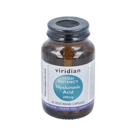 VIRIDIAN Ácido Hialurónico 200mg - 30 Cápsulas Veganas, Complemento Alimenticio para Articulaciones y Piel