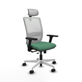 PIQUERAS Y CRESPO Silla de oficina Haches con mecanismo Sincro/Traslack, Verde esmeralda y Blanco