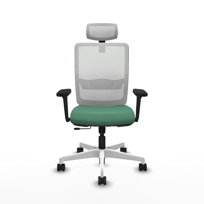 PIQUERAS Y CRESPO Silla de oficina Haches con mecanismo Sincro/Traslack, Verde esmeralda y Blanco