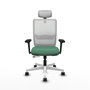 PIQUERAS Y CRESPO Silla de oficina Haches con mecanismo Sincro/Traslack, Verde esmeralda y Blanco