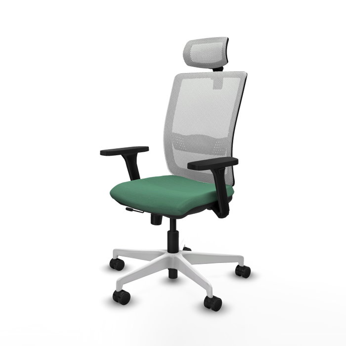 PIQUERAS Y CRESPO Silla de oficina Haches con mecanismo Sincro/Traslack, Verde esmeralda y Blanco