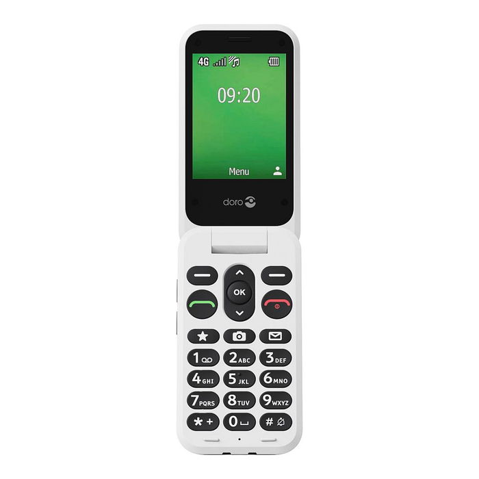 Doro Leva E22 LTE - Teléfono Móvil Básico con Concha, Pantalla 2.8", Cámara 0.3 MP, 4G, Batería 1150 mAh, Negro y Blanco