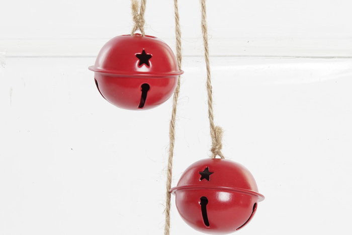 DKD Home Decor Decoración Colgante Navidad Tradicional Rojo Blanco 6.5 x 42 x 6.5 cm Estrella Cascabel (6 Unidades)