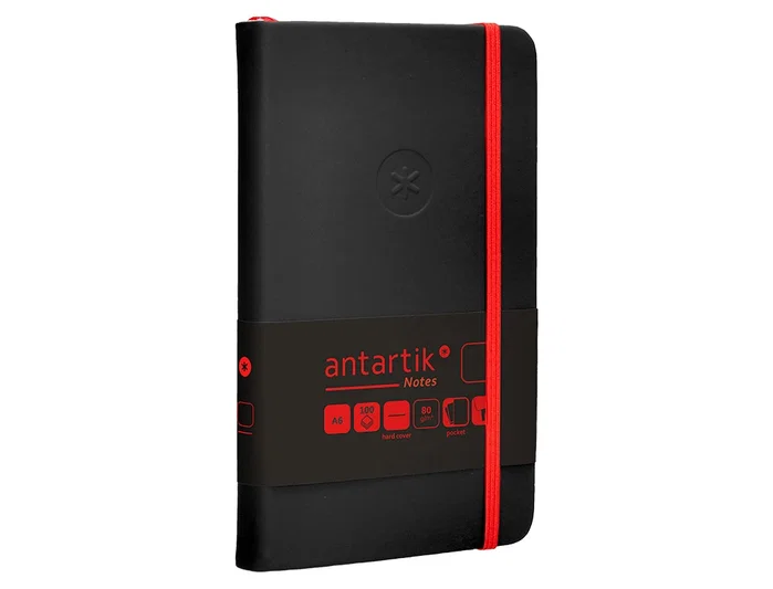 Antartik Cuaderno Antartik Notes tapa dura A6 hojas lisas negro y rojo