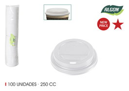 Algon Set 100 Tapas Agujeros Vasos Café 250 cc (12 Unidades)