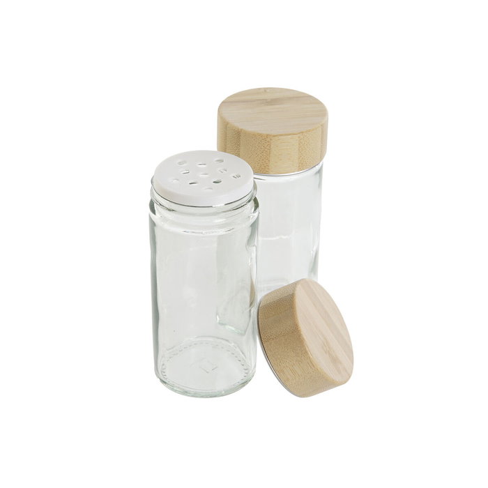 DKD Home Decor Set de Especiero de 7 Piezas en Bambú y Cristal Natural DKD Home Decor Set de Especiero de 7 Piezas en Bambú y Cristal Natural