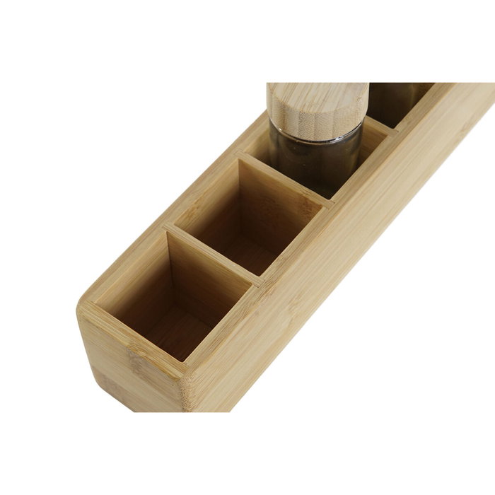 DKD Home Decor Set de Especiero de 7 Piezas en Bambú y Cristal Natural DKD Home Decor Set de Especiero de 7 Piezas en Bambú y Cristal Natural