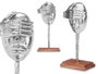Giftdecor Figura Metal Mano Ojos Plata con Soporte Madera 16x34x10 cm (Set de 6)