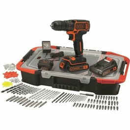 Black + Decker Taladro inalámbrico de litio 18 V con 2 baterías y 160 accesorios