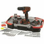 Black + Decker Taladro inalámbrico de litio 18 V con 2 baterías y 160 accesorios