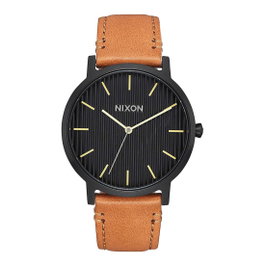 Nixon Porter A10582664 con caja negra y correa de cuero marrón