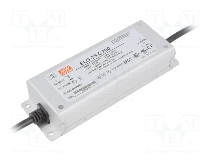 MEAN WELL ELG-75-C700 Alimentador LED de 74,9W 700mA MEAN WELL ELG-75-C700 Alimentador LED de 74,9W 700mA