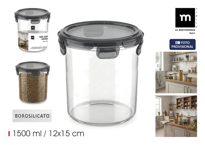 La Mediterranea Tarro Boro Hermético Redondo 1500ml La Mediterranea Tarro Boro Hermético Redondo 1500ml