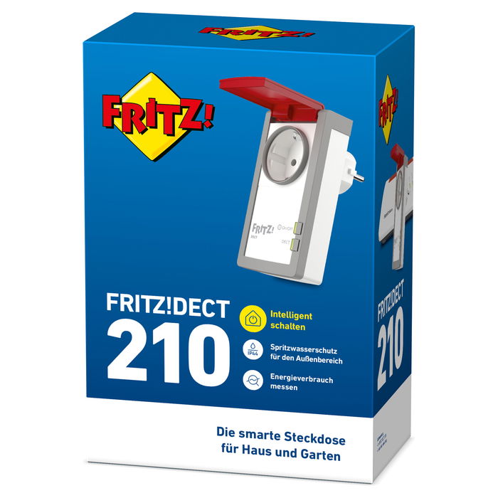 AVM FRITZ! DECT 210 Enchufe Inteligente para Exterior IP44 con Medición de Consumo