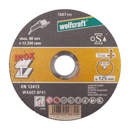 Wolfcraft Disco de corte plano ø125 x 1,0 x 22,23 mm para acero inoxidable, caja 10 uds
