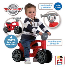 Chicos Correpasillos Mini Custom Rojo para niños 10-36 meses - 36006 - Diseño moto clásica, 4 ruedas, ligero y seguro