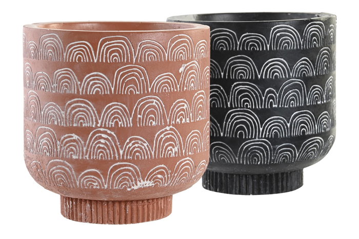 DKD Home Decor Vela para Terraza y Jardín Negro Terracota 14 x 15 x 14 cm (4 Unidades)