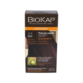 BIOKAP Tinte Permanente Auburn Brown Castaño Cobrizo 4.4 - Cobertura de Canas, 140 ml