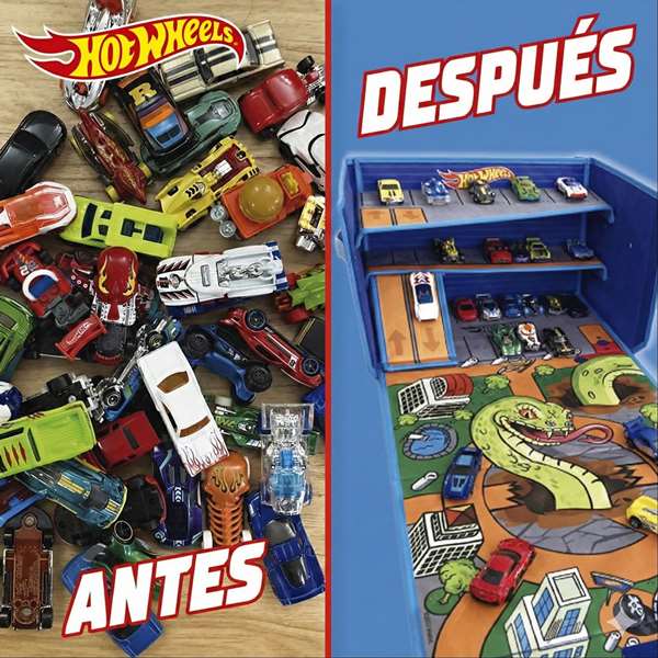Cefa Caja Organizadora de Coches 3 en 1 Hot Wheels - Transformable en Almacenamiento o Zona de Juego, Capacidad para Más de 200 Coches