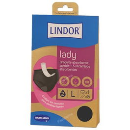 LINDOR Lady Braguita Absorbente Lavable Talla L + 5 Recambio