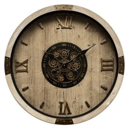 DKD Home Decor Reloj de Pared Abeto y Cristal Natural y Dorado