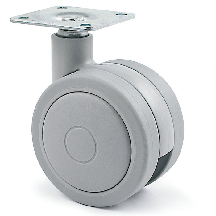 Q&Q Rueda Giratoria Rolom Aro Doble Ø75 Plástico Gris - Banda Rodadura De Goma Q&Q Rueda Giratoria Rolom Aro Doble Ø75 Plástico Gris - Banda Rodadura De Goma