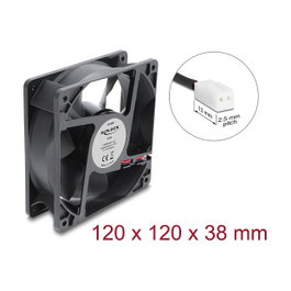 DeLOCK Ventilador axial 48 V DC, 120 x 120 x 38 mm con conector de 2 pines, negro