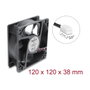 DeLOCK Ventilador axial 48 V DC, 120 x 120 x 38 mm con conector de 2 pines, negro