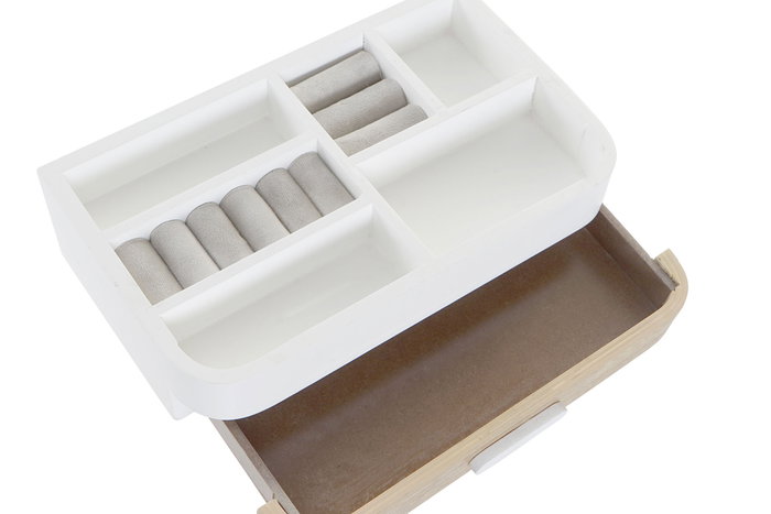 DKD Home Decor Joyero MDF Poliéster 26x16x9 Blanco DKD Home Decor Joyero MDF Poliéster 26x16x9 Blanco