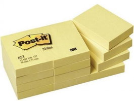 POST-IT Pack 12 tacos de notas 653 amarillas 38x51 mm
