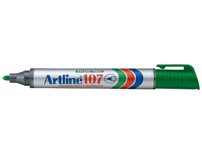Artline Rotulador Permanente 107 Marcador Verde Punta Redonda Trazo 1,5 mm