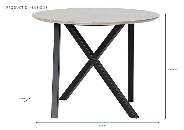 DKD Home Decor Mesita Auxiliar Loft Marron Claro Negro 65 x 49.5 x 65 cm