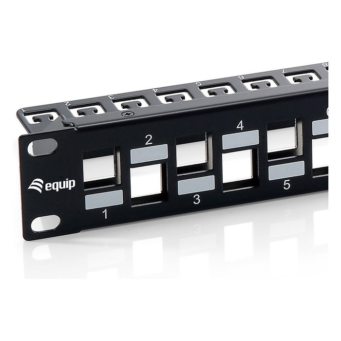 Equip Patchpanel 24 puertos Cat6A Keystone Negro 1U 19 inch Equip Patchpanel 24 puertos Cat6A Keystone Negro 1U 19 inch