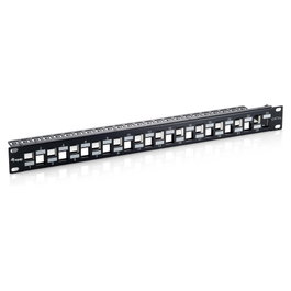 EQUIP Panel de interconexión blindado Keystone Cat.6A de 24 puertos, negro