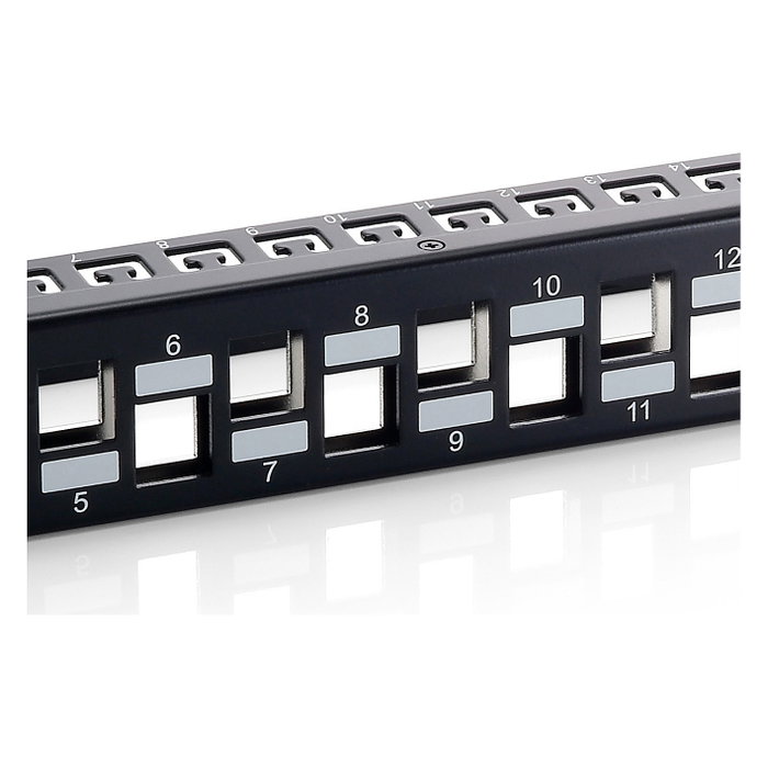 Equip Patchpanel 24 puertos Cat6A Keystone Negro 1U 19 inch Equip Patchpanel 24 puertos Cat6A Keystone Negro 1U 19 inch