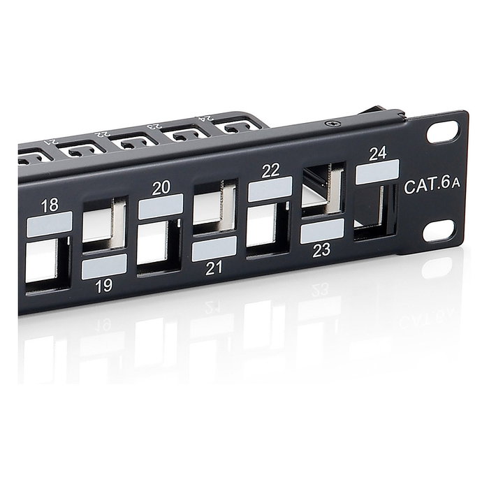 Equip Patchpanel 24 puertos Cat6A Keystone Negro 1U 19 inch Equip Patchpanel 24 puertos Cat6A Keystone Negro 1U 19 inch