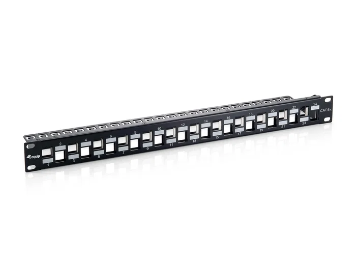 Equip Patchpanel 24 puertos Cat6A Keystone Negro 1U 19 inch Equip Patchpanel 24 puertos Cat6A Keystone Negro 1U 19 inch