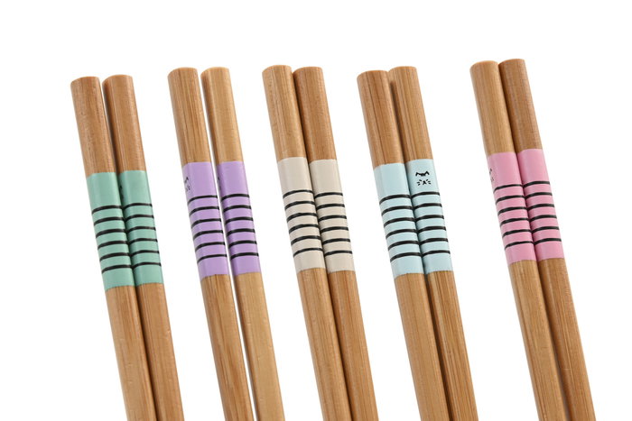 DKD Home Decor Set de 10 Palillos de Bambú Rayas Gato Multicolor