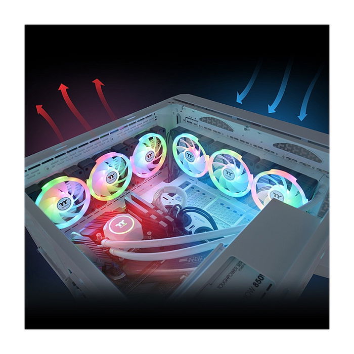 Thermaltake SWAFAN EX12 ARGB Ventilador PC 120mm Iluminación LED Blanco Pack 3 Unidades