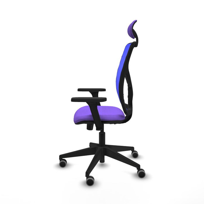 PIQUERAS Y CRESPO Silla de oficina Motilla, Mecanismo Sincro, Tela Lila y Malla Azul, Brazos 3D, Cabecero Fijo, Ruedas 65mm PIQUERAS Y CRESPO Silla de oficina Motilla, Mecanismo Sincro, Tela Lila y Malla Azul, Brazos 3D, Cabecero Fijo, Ruedas 65mm