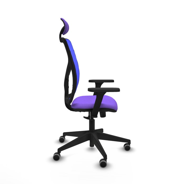 PIQUERAS Y CRESPO Silla de oficina Motilla, Mecanismo Sincro, Tela Lila y Malla Azul, Brazos 3D, Cabecero Fijo, Ruedas 65mm PIQUERAS Y CRESPO Silla de oficina Motilla, Mecanismo Sincro, Tela Lila y Malla Azul, Brazos 3D, Cabecero Fijo, Ruedas 65mm