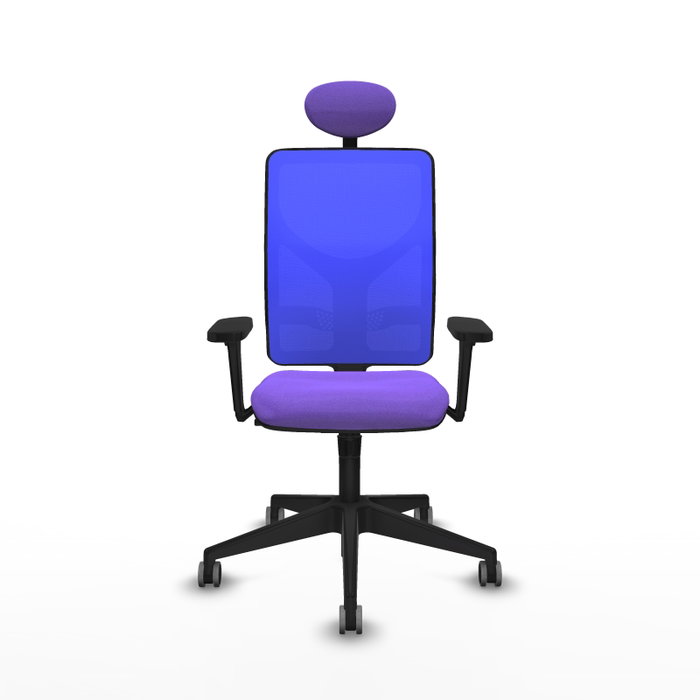 PIQUERAS Y CRESPO Silla de oficina Motilla, Mecanismo Sincro, Tela Lila y Malla Azul, Brazos 3D, Cabecero Fijo, Ruedas 65mm PIQUERAS Y CRESPO Silla de oficina Motilla, Mecanismo Sincro, Tela Lila y Malla Azul, Brazos 3D, Cabecero Fijo, Ruedas 65mm