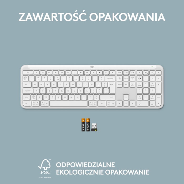 Teclado inalámbrico Logitech K950 Slim Blanco Diseño Polaco