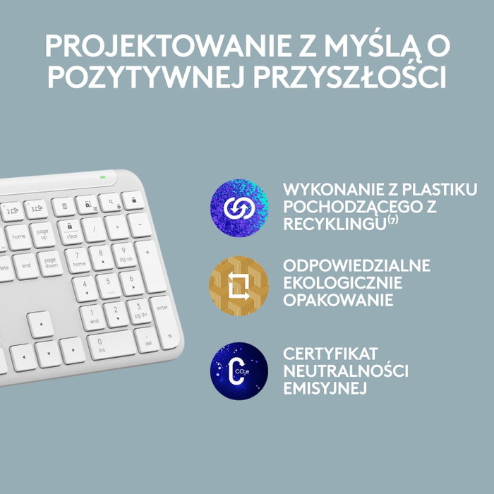 Teclado inalámbrico Logitech K950 Slim Blanco Diseño Polaco