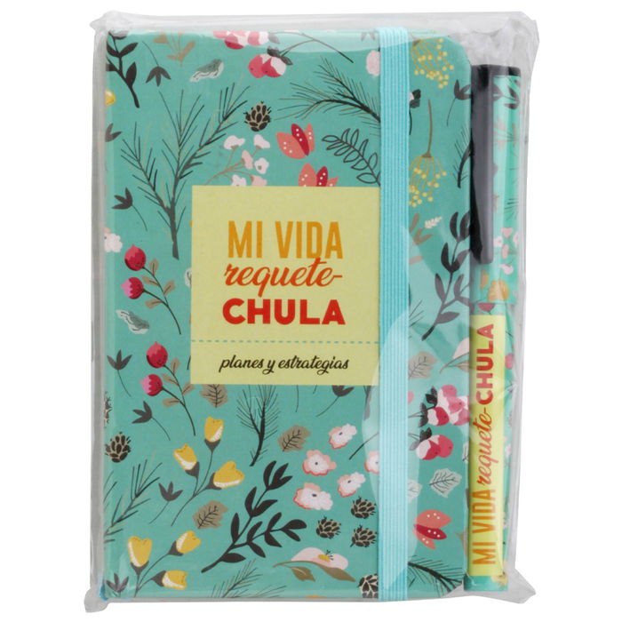 CMP General Libreta con Bolígrafo Pradera Tapas Duras Goma Marcador Hojas Blancas Medidas 14x9 cm